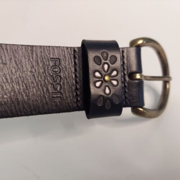 FOSSIL Black Belt Embellished Brass Buckle Small - Picture 6 of 8